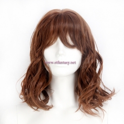 China Hair Wigs Suppliers Brown Middle Long Synthetic Hair Women Wig For Sale