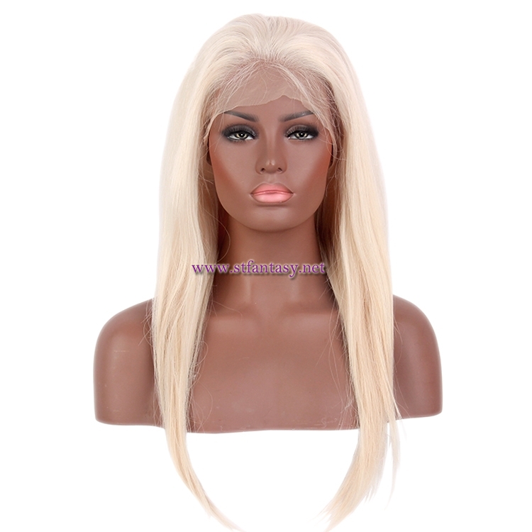 China Human Hair Lace Front Wig Suppliers Good Quality 8-26 Inch Straight Blonde Wig For Women