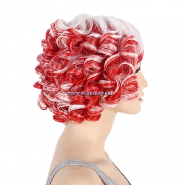 China Wholesale Cheap Synthetic Wigs Red Mixed White Short Curly Party Wig For Women