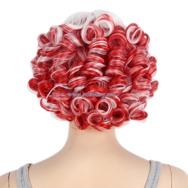 China Wholesale Cheap Synthetic Wigs Red Mixed White Short Curly Party Wig For Women