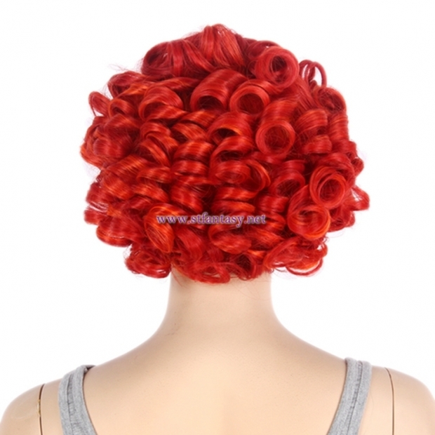 China Wigs Suppliers Red Synthetic Hair Short Curly Wig For Party