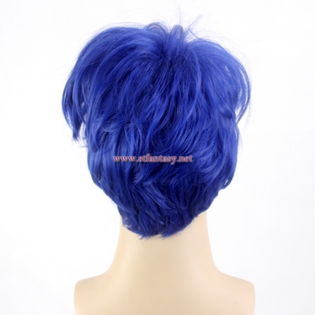 Guangzhou Wholesale Good Quality Synthetic Wig Cosplay Short Blue Wig For Men