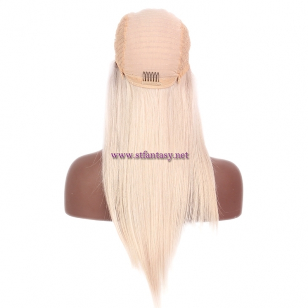 China Human Hair Lace Front Wig Suppliers Good Quality 8-26 Inch Straight Blonde Wig For Women