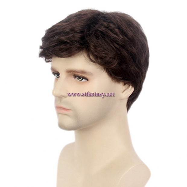 Short Brown Men Wig-Guangzhou Wholesale 12 Inch Fashion Synthetic Hair Wig For Men