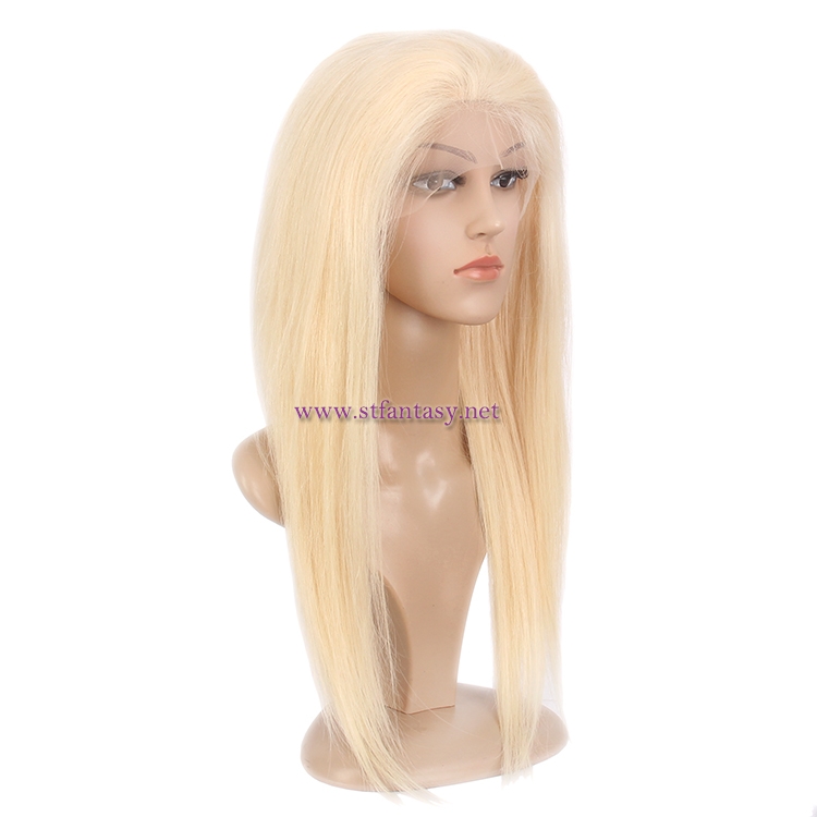 Human Hair Lace Front Wigs-Wholesale Brazilian Human Hair Long Straight 613 Blonde Wig For Black Women