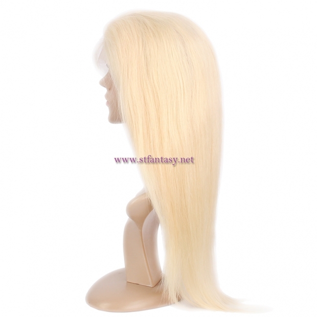Human Hair Lace Front Wigs-Wholesale Brazilian Human Hair Long Straight 613 Blonde Wig For Black Women