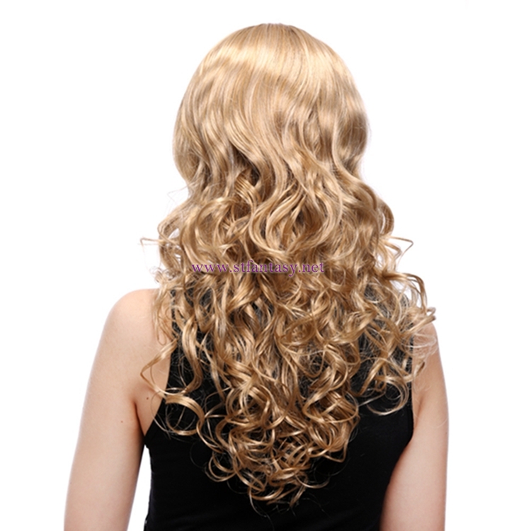 Curly Wig For Women-Guangzhou Fantasy Wig 24 Inch Long Curly Blonde Wig For White Women