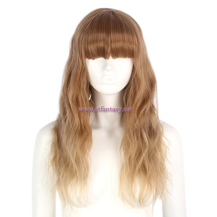 Fashion Women Hair Wig-Wholesale 23 Inch Golden Ombre Long Curly Synthetic Wigs For Women