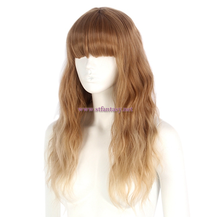 Fashion Women Hair Wig-Wholesale 23 Inch Golden Ombre Long Curly Synthetic Wigs For Women