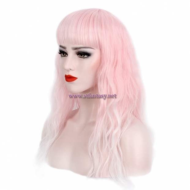 Women Hair Wigs-Fashion Pink Ombre Synthetic Long Curly Hair Wig For Women