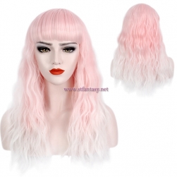 Women Hair Wigs-Fashion Pink Ombre Synthetic Long Curly Hair Wig For Women