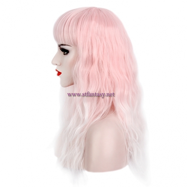 Women Hair Wigs-Fashion Pink Ombre Synthetic Long Curly Hair Wig For Women