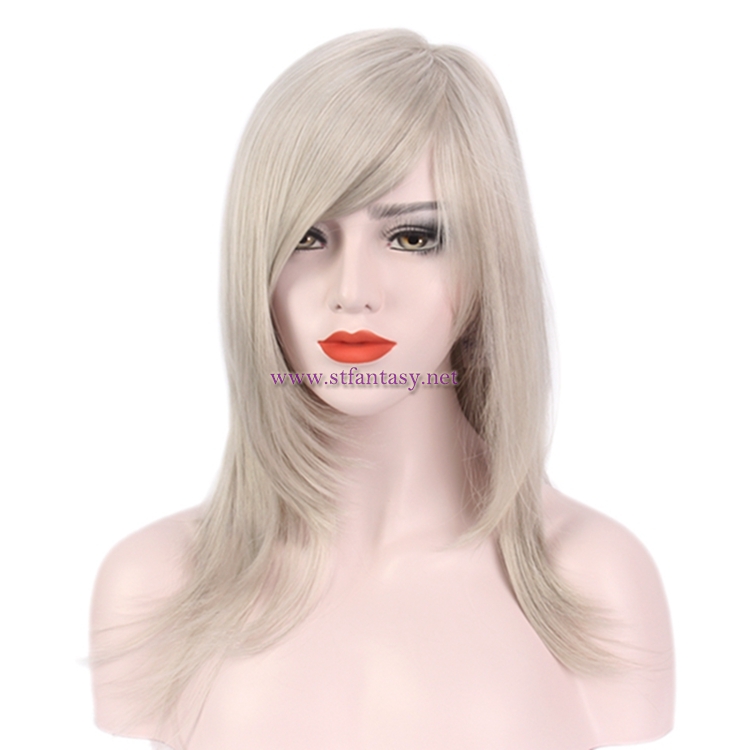 Women Hair Wigs-20 Inch Silver Gray Wig Cosplay Long Straight Hair Wig For White Women