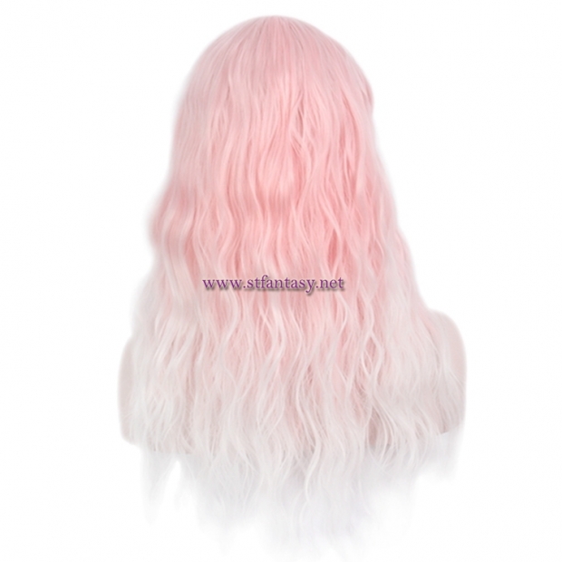 Women Hair Wigs-Fashion Pink Ombre Synthetic Long Curly Hair Wig For Women