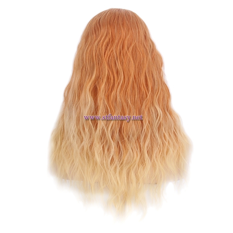 Party Wig For Women-Wholesale Ombre Golden Orange Long Curly Hair Wig Factory Price Sale