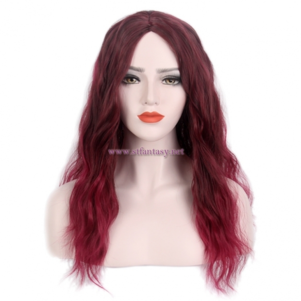Women Hair Wig-Grape Red Ombre Long Curly Wig Synthetic Fashion Cosplay Wig For Women