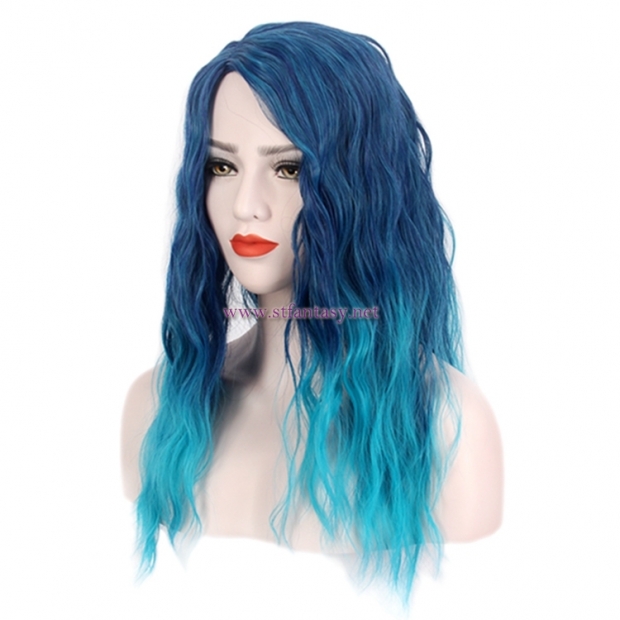 Ombre Long Curly Wig-Wholesale Ombre Blue Synthetic Hair Cosplay Wig For Women