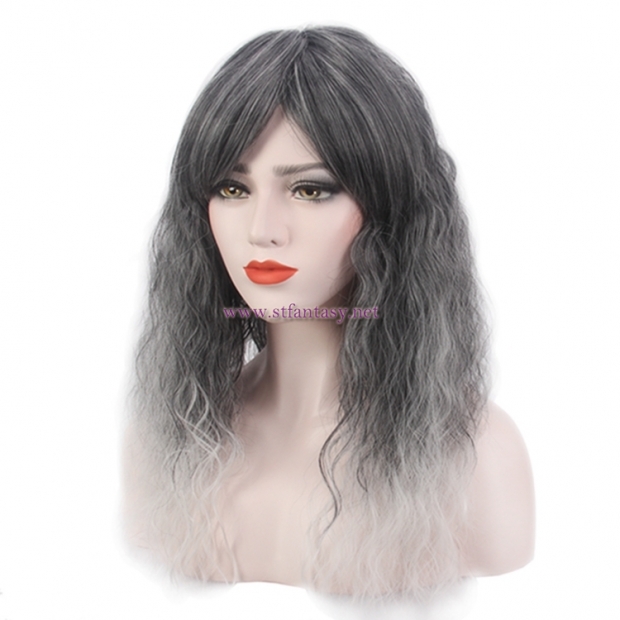 Silver Gray Ombre Wig-Wholesale Women Long Curly Hair Wig Ombre Color Cosplay Wig For Women