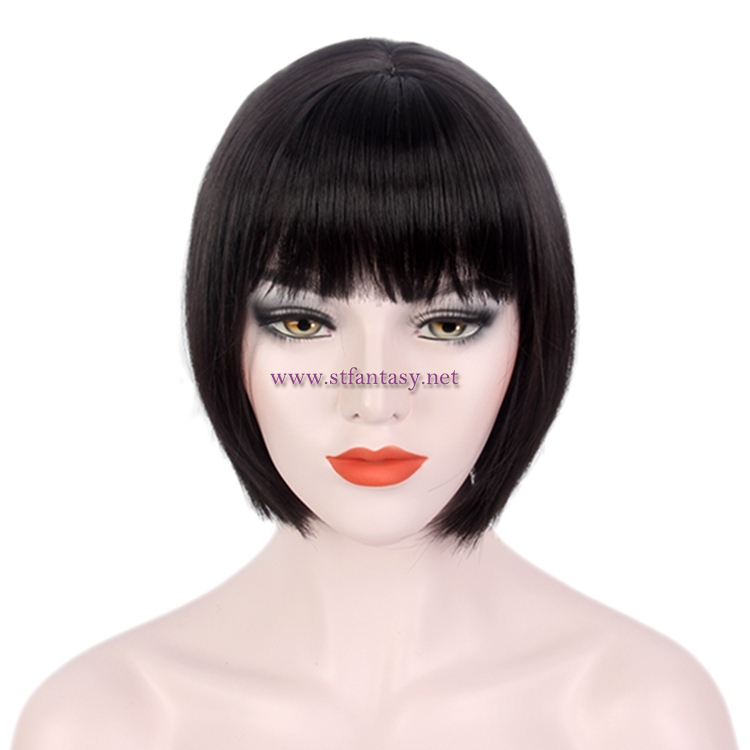 Women Bob Wig -Wholesale 12 Inch Short Straight Natural Black Wig For Women