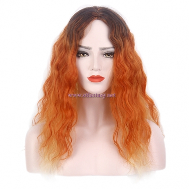 Women Cosplay Wig-Wholesale 23 Inch Long Curly Orange Ombre Wig For Women