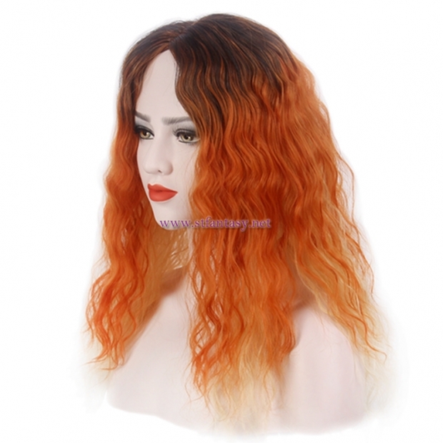 Women Cosplay Wig-Wholesale 23 Inch Long Curly Orange Ombre Wig For Women