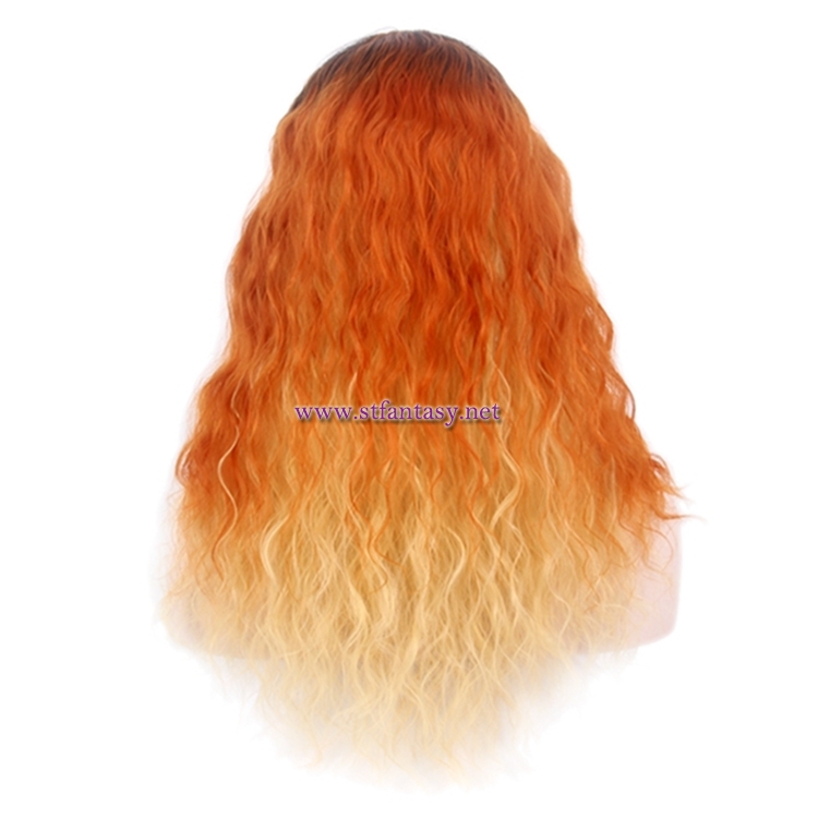 Women Cosplay Wig-Wholesale 23 Inch Long Curly Orange Ombre Wig For Women