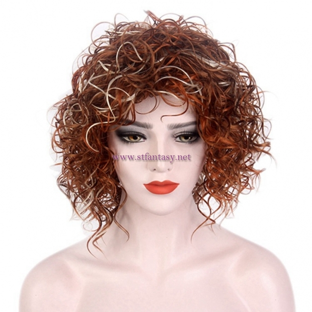 Best Selling Short Wig-Rock Style Mix Colors Kinky Curly Afro Wigs Wholesale