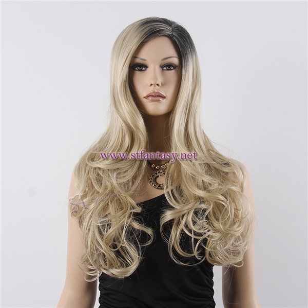 Wholesale Guangzhou Wig-27" Long Curly Ombre Light Yello Wig for Women