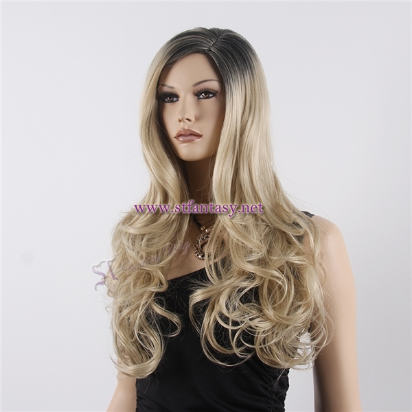 Wholesale Guangzhou Wig-27" Long Curly Ombre Light Yello Wig for Women