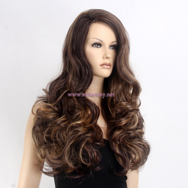 Guangzhou Wigs-Costom Wigs Wholesale Long Curly Mix Color Synthetic Wigs