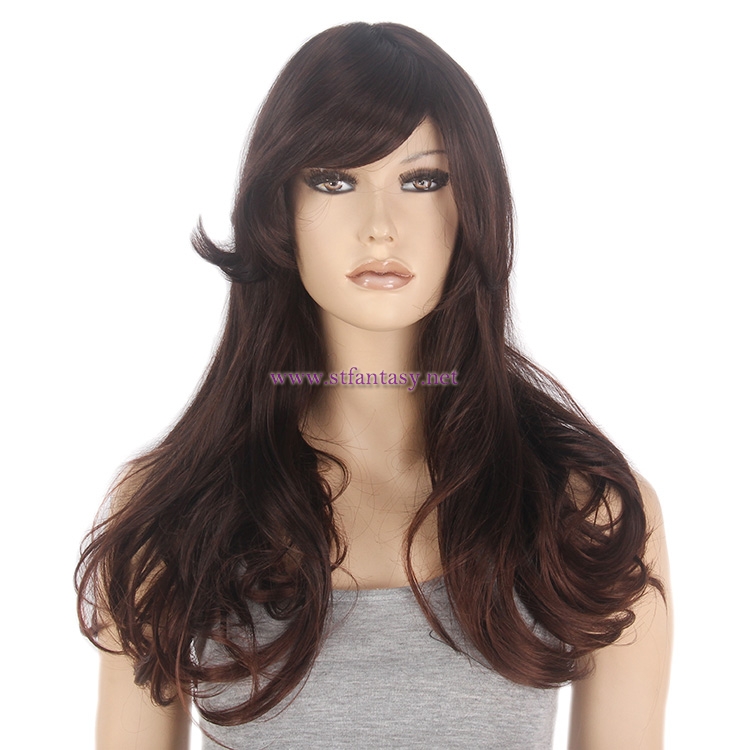 Shenzhou Wig Manufacturer- Wholesale 26" Micro-volume-Dark Brown Synthetic Wig for Women