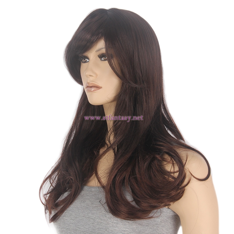 Shenzhou Wig Manufacturer- Wholesale 26" Micro-volume-Dark Brown Synthetic Wig for Women