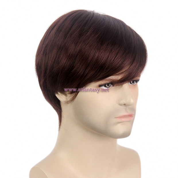 Short Wig Men-Wholesale 8" Brown Hairpieces From Guangzhou Wig Supplier