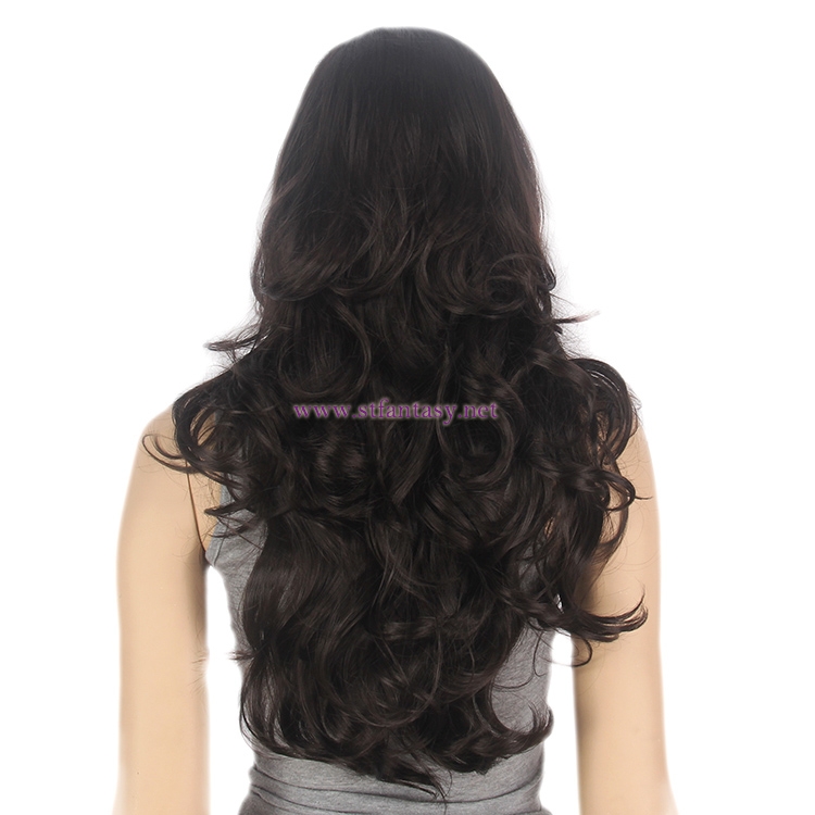ST Fantasywig- Wholesale 28" Black Curly Synthetic Lace Front Wig from China