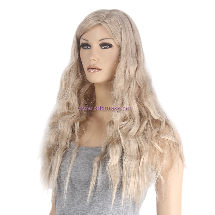 Wig Blonde- 26“ Long Curly High Temperature Wire Side Part Wig Supply