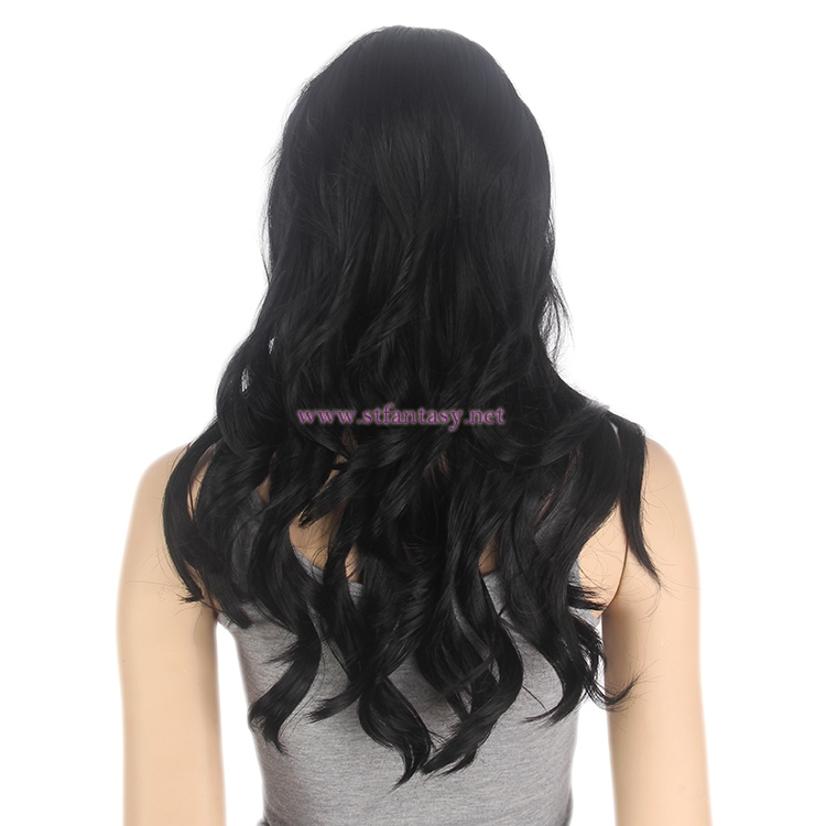 Synthetic Lace Front Wig-Wholesale Good Quality 26" Black Curly Lace Wig Supplier