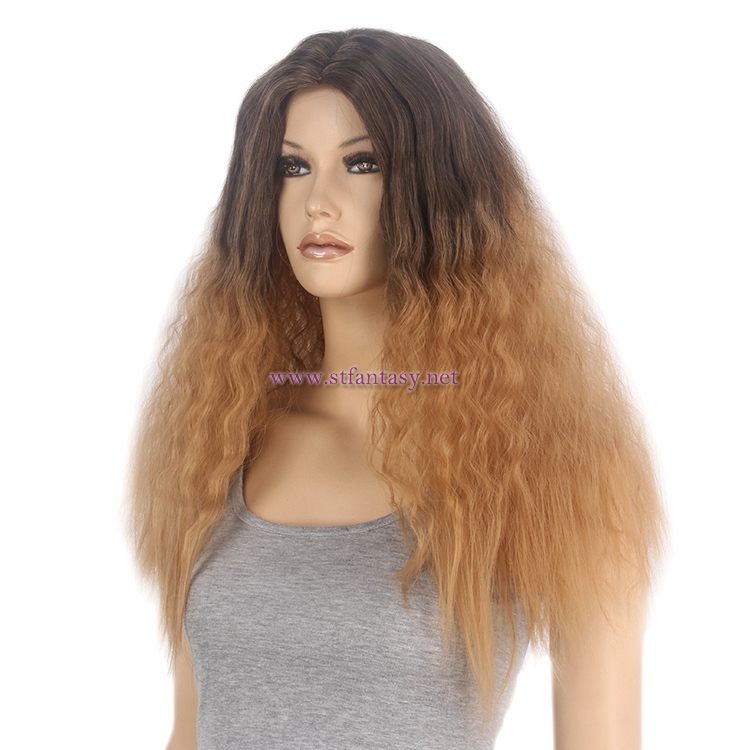 Ombre Synthetic Wig-Wholesale 25" Ombre Brown Wavy Wig Supplier