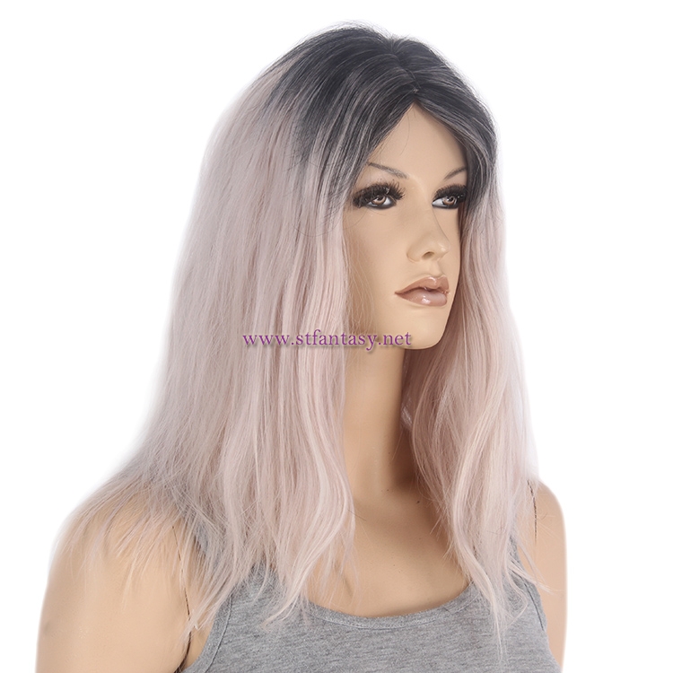 Guangzhou Wig Supplier-Wholesale 16" Lotus Root Color  Middle Part Cosplay  Wig