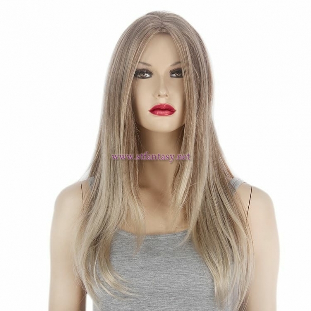 Guangzhou Wig Supplier-Wholesale 26"Light Blonde Straight Middle Part Women Wig