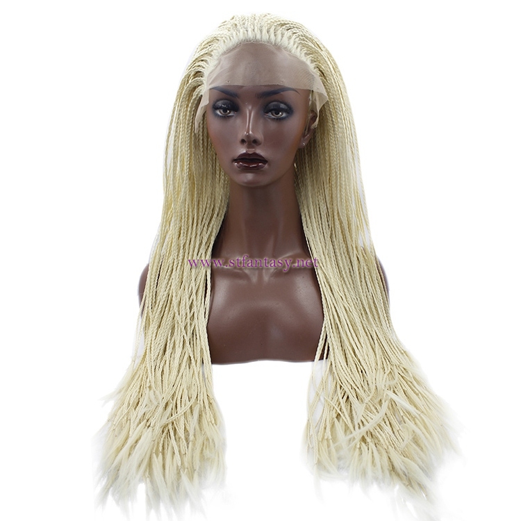 Fully Braided Lace Front Wigs-8-30" Light Yellow Synthetic Wig for Women