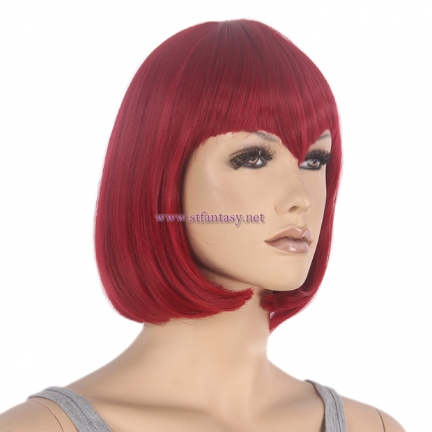 Mannequin Wig Manufacturer - Wholesale 8 inch Red Bob Wig with Fringes