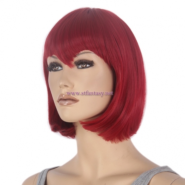 Mannequin Wig Manufacturer - Wholesale 8 inch Red Bob Wig with Fringes
