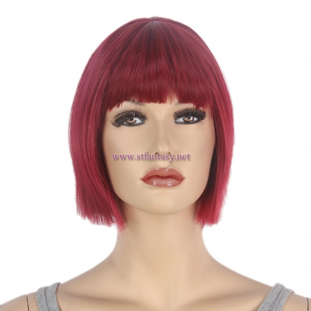 ST Fantasy Wig- Short Straight Brick Red Bob  Cosplay Wig Factory