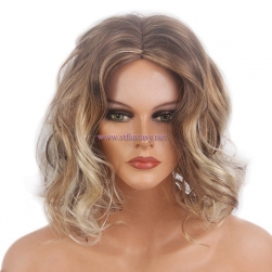 ShenZhen Wig -Short Curly Mixing Color Middle Part Wig for Women