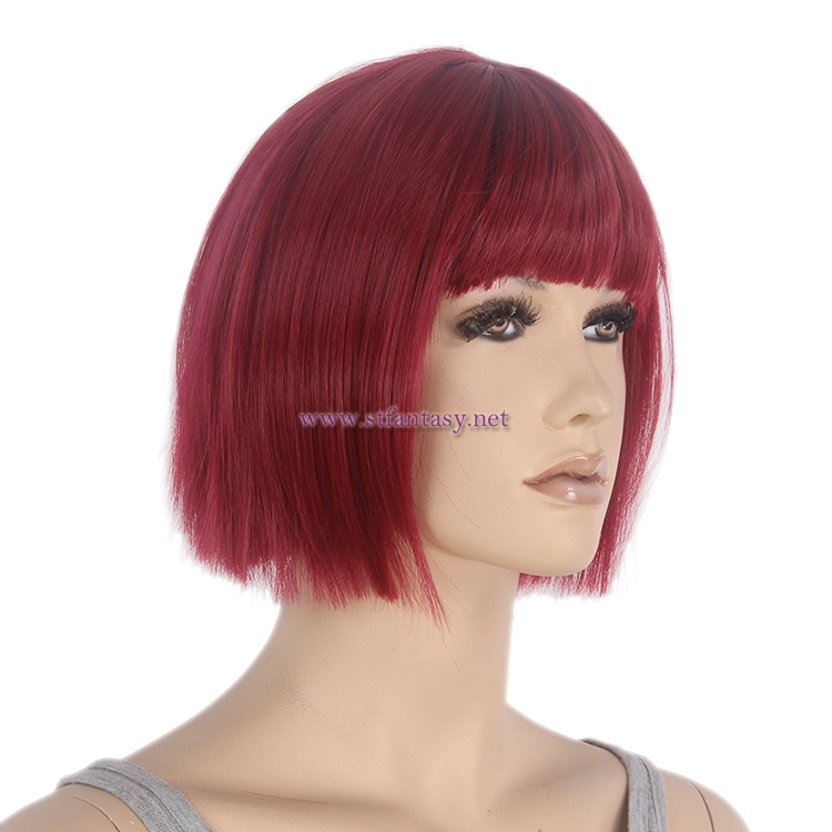 ST Fantasy Wig- Short Straight Brick Red Bob  Cosplay Wig Factory