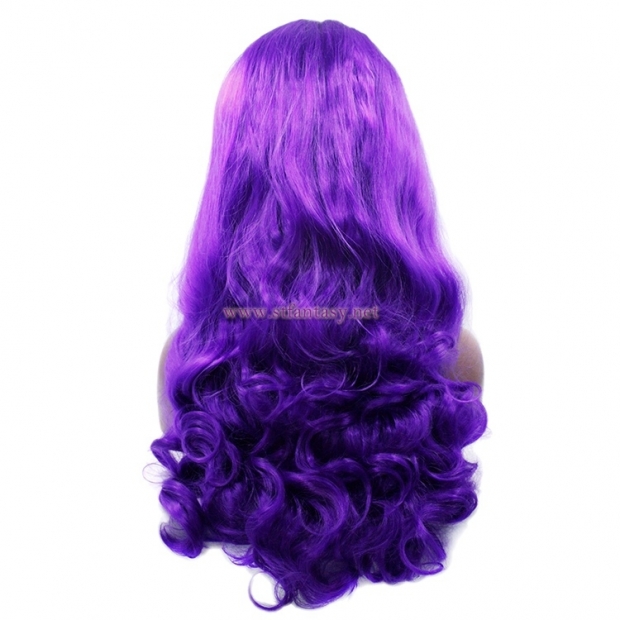 Synthetic Lace Wig- 28 inch  Long Curly Purple Wig