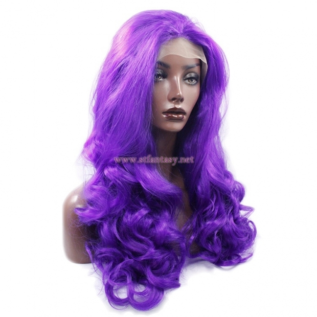 Synthetic Lace Wig- 28 inch  Long Curly Purple Wig