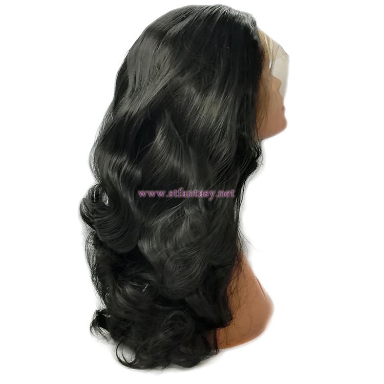 Synthetic Lace Front Wig - Natural Black Wavy Wig Supply