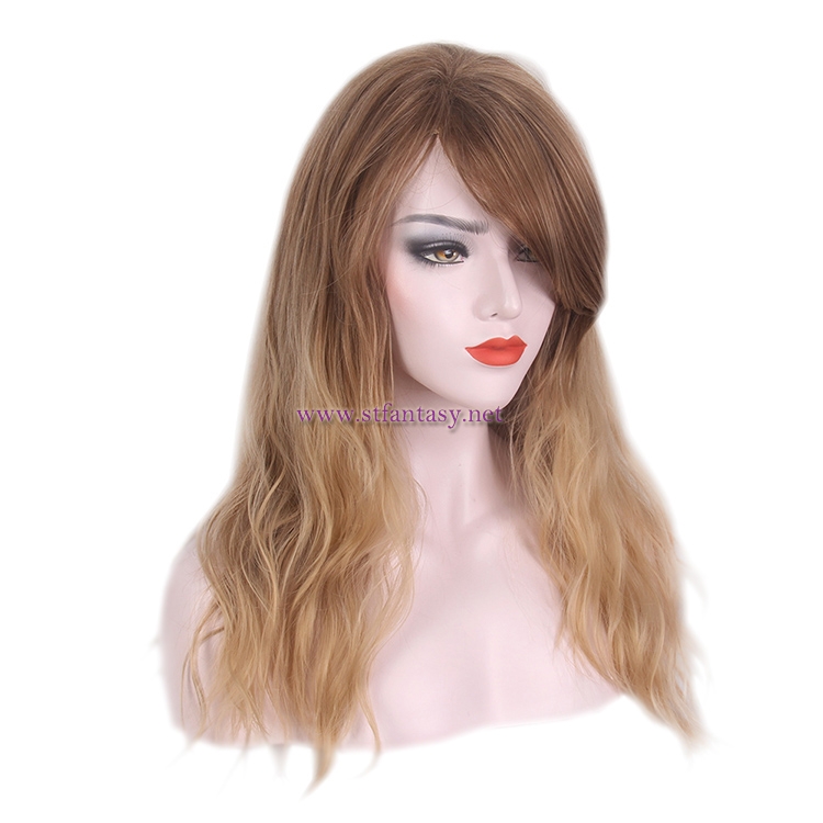 Guangzhou Wig Vendor- 16" Natural Curl Ombre Brown Coaplay Wig