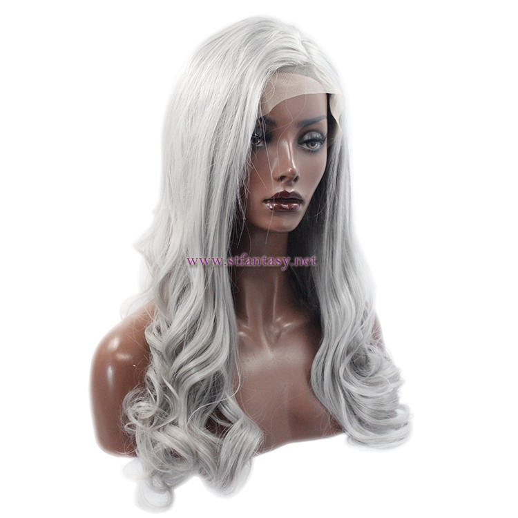 ShenZhen Wig Supplier- Silver Gray Sexy Curly Lace Front Wig